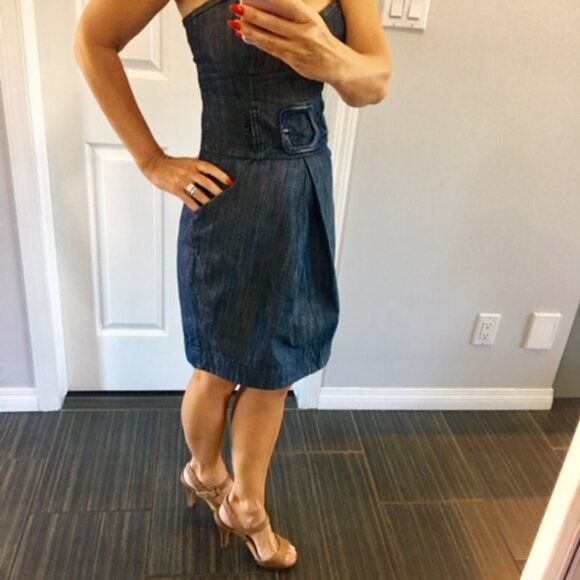 RARE Vintage Miss Sixty denim dress 100% cotton with built in bra size xs - Picture 2 of 16